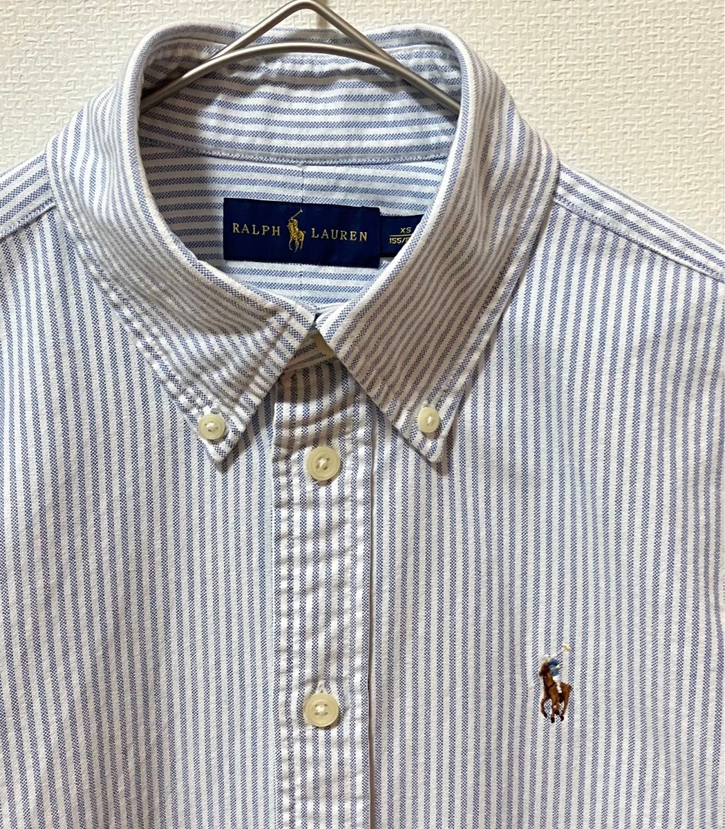 美品　RALPH LAUREN ラルフローレン　ポニー刺繍　ボタンダウンシャツストライプシャツオックスフォード半袖シャツ