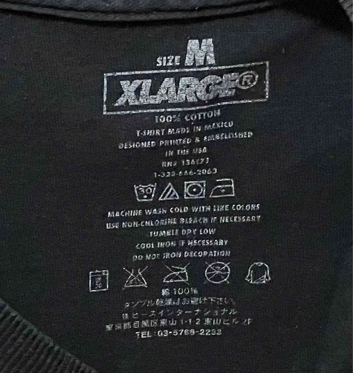 X-LARGE エクストララージ ビッグブランドロゴ　Tシャツ　染み込みプリント　丸胴ボディ　メキシコ製　ペンキ飛散あり