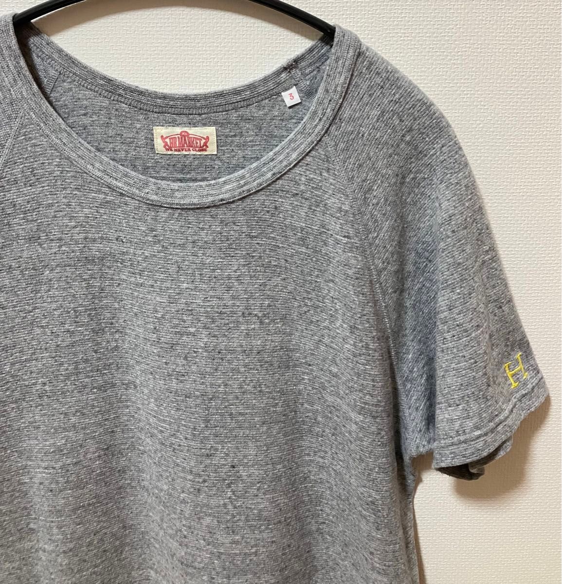 美品日本製　HOLLYWOOD RANCH MARKET ハリウッドランチマーケット　刺繍ロゴTシャツ　ラグランストレッチフライス