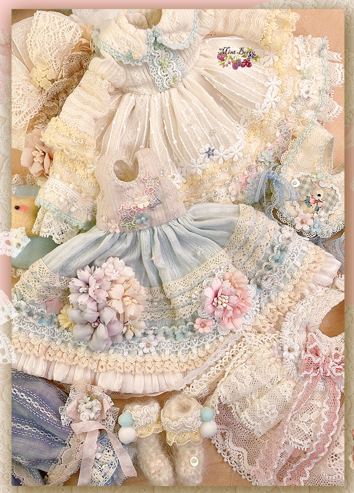 **Mint berry** Blythe ブライスのお洋服セット **ぷかり夢枕** 13点 手作り 2 off / NO.1 検 カスタムブライスの画像9