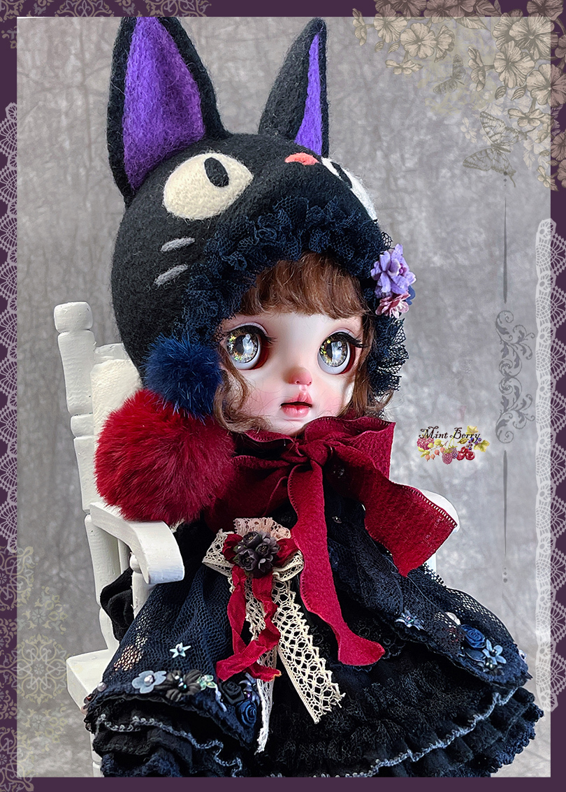 **Mint berry**Blythe ブライスのお洋服セット **黒猫さん-ジジ **13点手作り 最終販売 3off/NO.3検 カスタムブライス 魔女の宅急便 ジブリの画像3