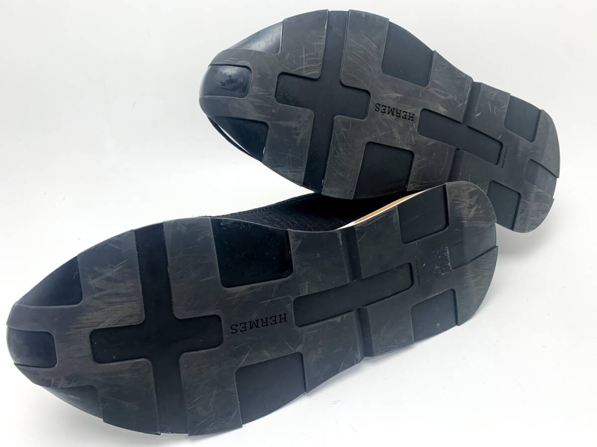 HERMES エルメス 黒 ブラック スニーカー ドライブ 靴 クツ アパレル メンズ サイズ42.5(約27cm) 袋付き_画像8
