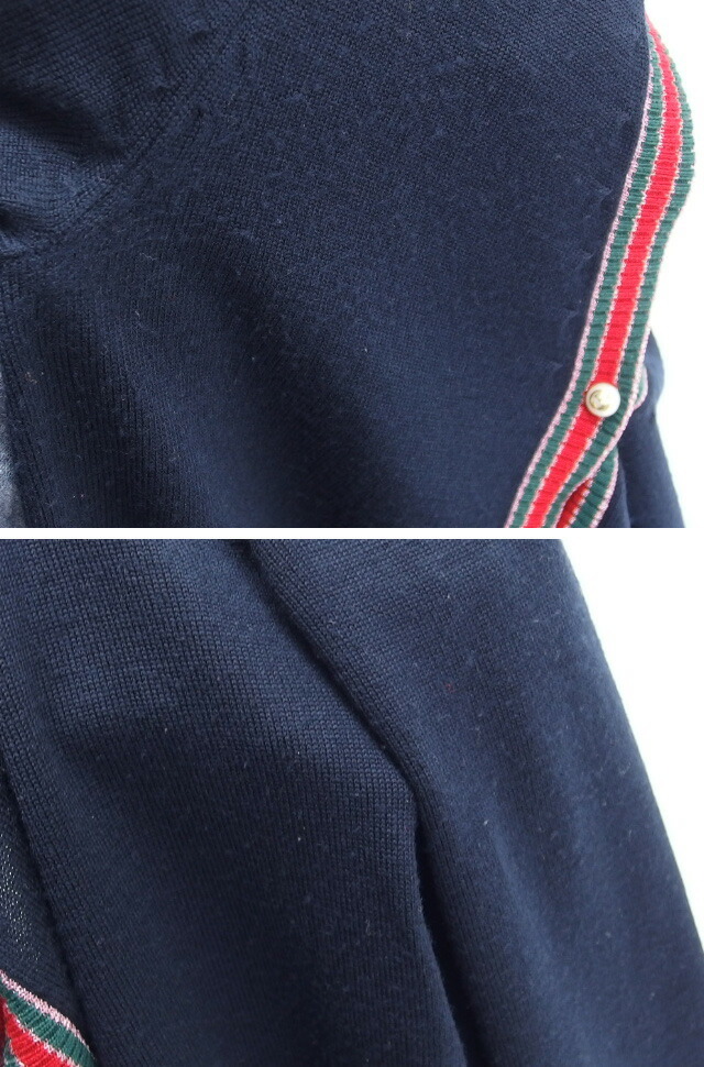  Gucci Sherry line cardigan XS size wool 100% navy ( navy blue )[20240327]