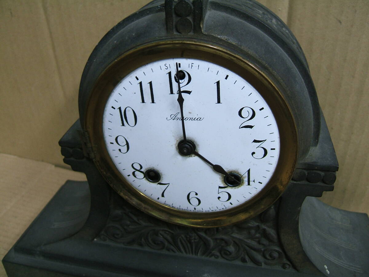 中古 ANSONIA アンティーク 置時計 アンソニア ＵＳＡ 未確認ジャンク品の画像2