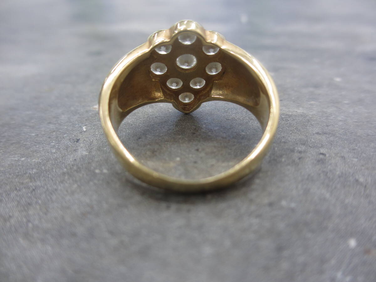 K18 18金 750 リング 総重量 6.87ｇ サイズ 16号 ダイヤモンド 9石付き（カラット刻印ナシ） USED 指輪 ダイアの画像4