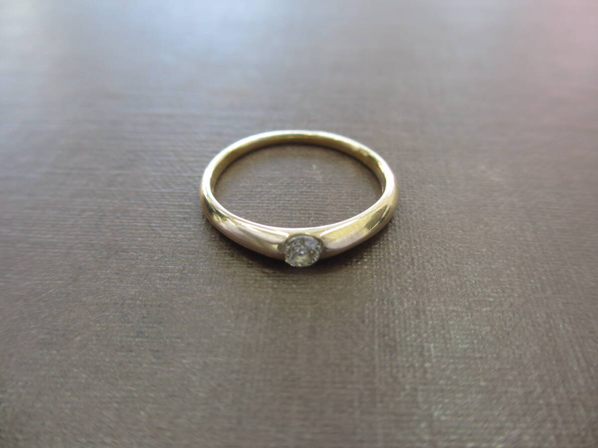 K18 18金 750 リング 指輪 5号 ダイヤモンド 1石付き（0.10ct） 総重量 1.34ｇ USED PG ピンクゴールドの画像1