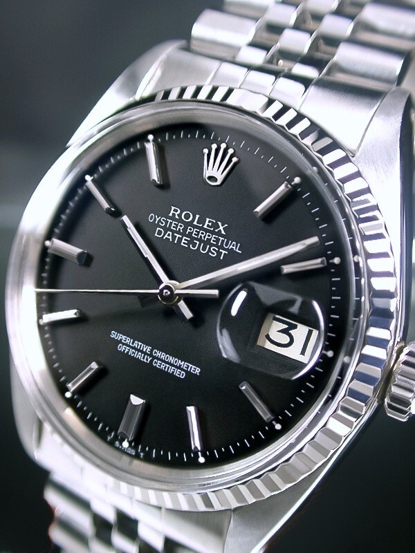 綺麗 ROLEX ロレックス 14金WGフルーテッド ブラック ref.1601 Cal.1570 デイトジャスト 62510Hジュビリー 鑑定済の画像5