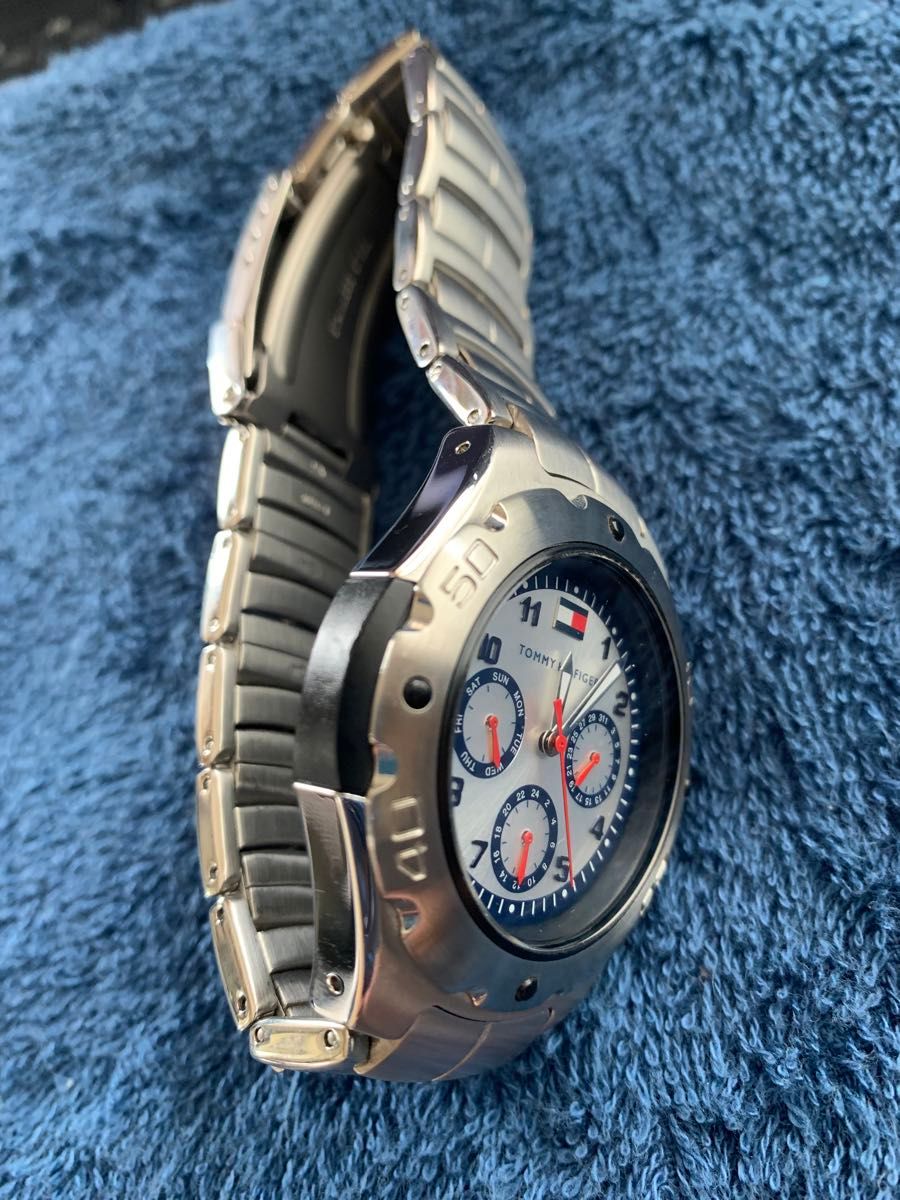 ☆TOMMY HILFIGER トミー フィルフィガー メンズ 腕時計 クオーツ クロノグラフ F90179 ★中古品です♪