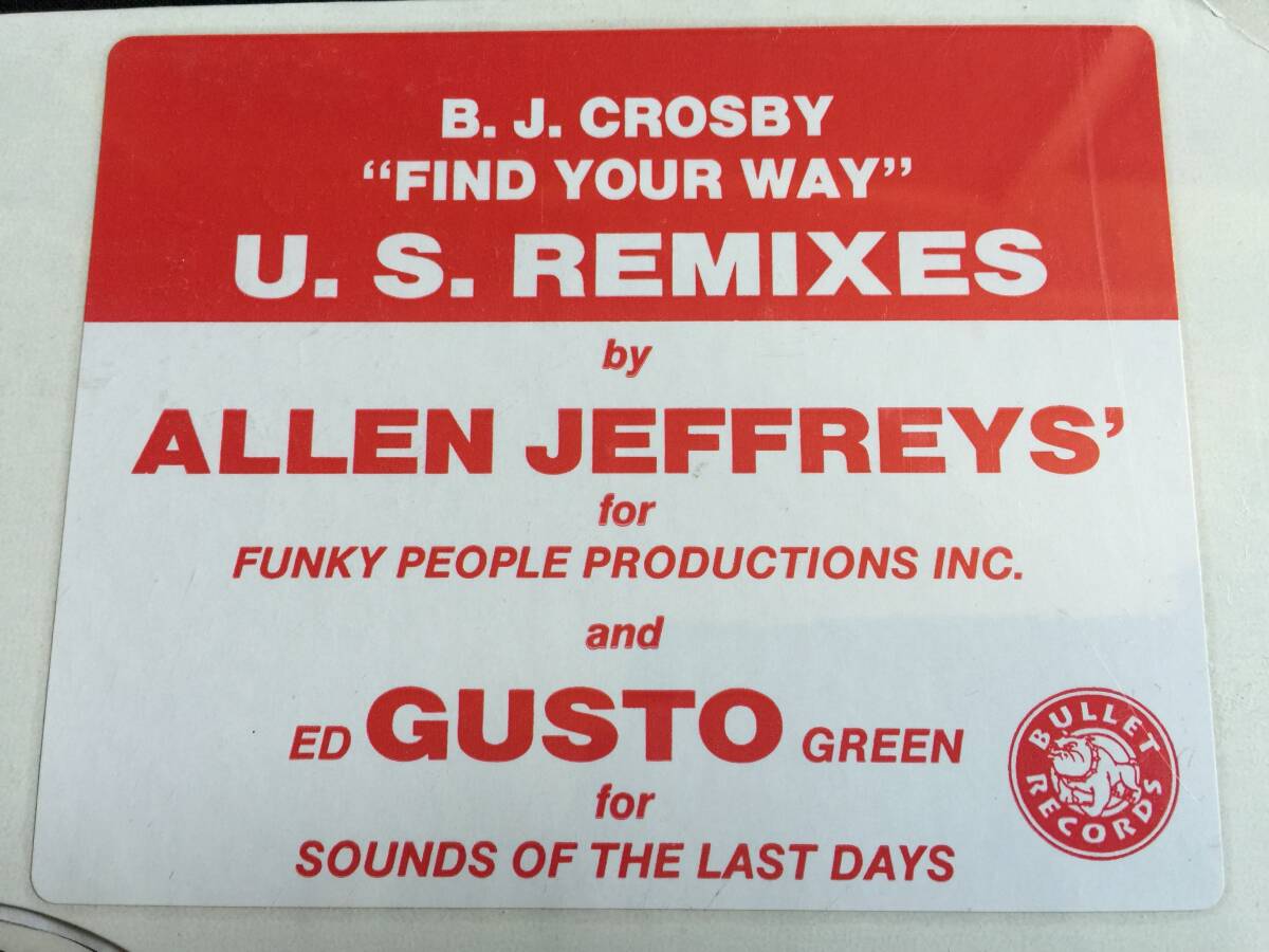 ★B. J. Crosby / Find Your Way (U.S. Remixes) 未開封シールド 12EP ★Qsma2★_画像2