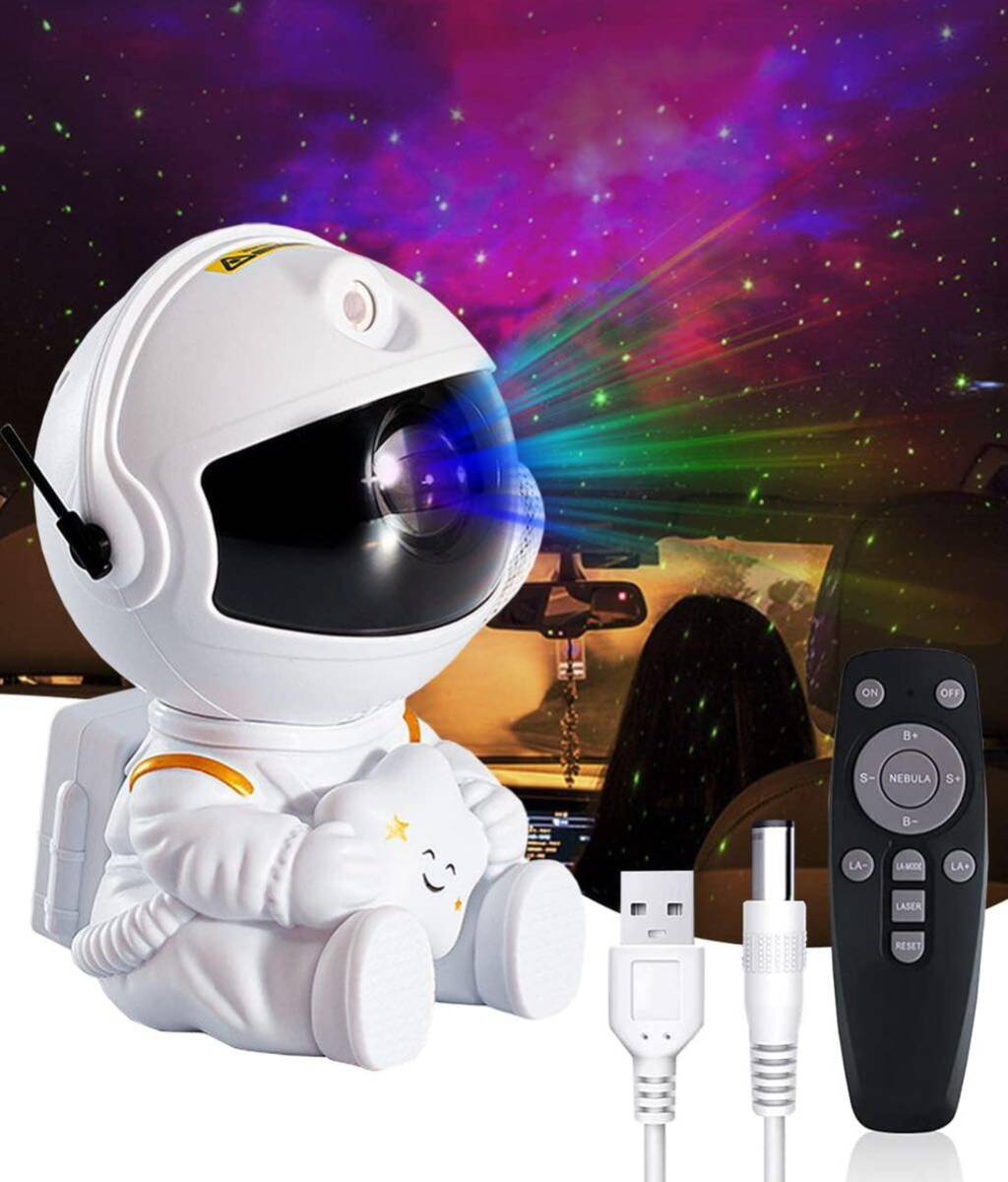 スタープロジェクター 宇宙飛行士の星空投影灯 満天の星の雰囲気 プラネタリウム LEDプロジェクターライト 静音 360°回転磁気ヘッド_画像1