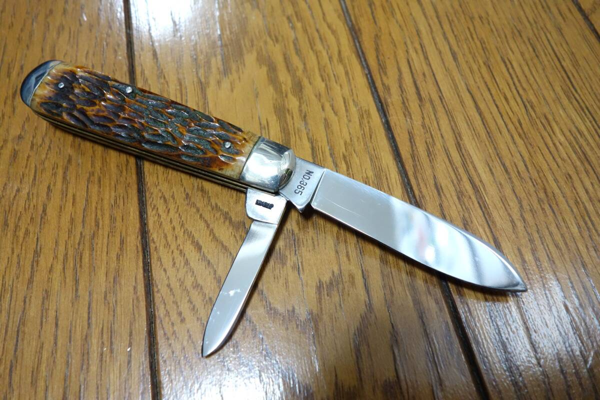 昭和レトロ　古いポケットナイフ　２枚刃　ステンレス・日本製　骨製のハンドル　デッドストック品_画像5