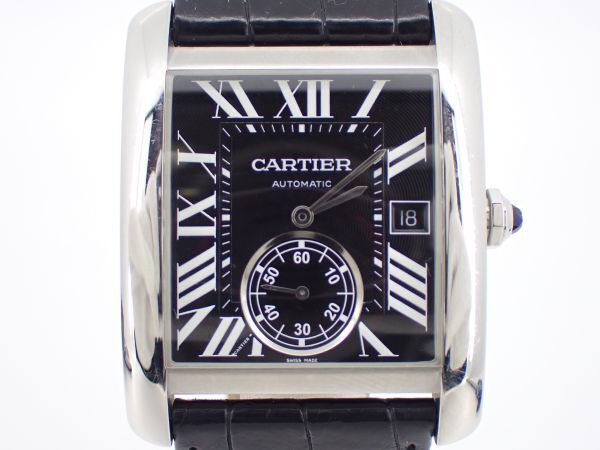 Cartier カルティエ タンクMC 3589 黒文字盤 スモールセコンド スモセコ 裏スケ メンズ 自動巻き 稼動品の画像1