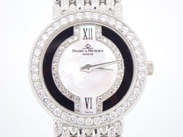 BAUME&MERCIER Baume&Mercier наручные часы чистое золото 18K 750 ракушка циферблат женский k.-tsu бриллиант батарейка заменена работа товар 