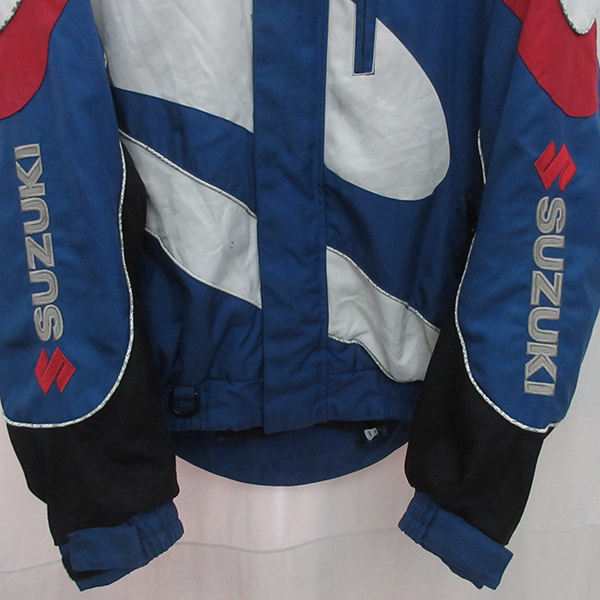■SUZUKI スズキ ライディングジャケット XL 肩・肘パット バイクジャケット トリコロール バイクウェア レーシングジャケットの画像5
