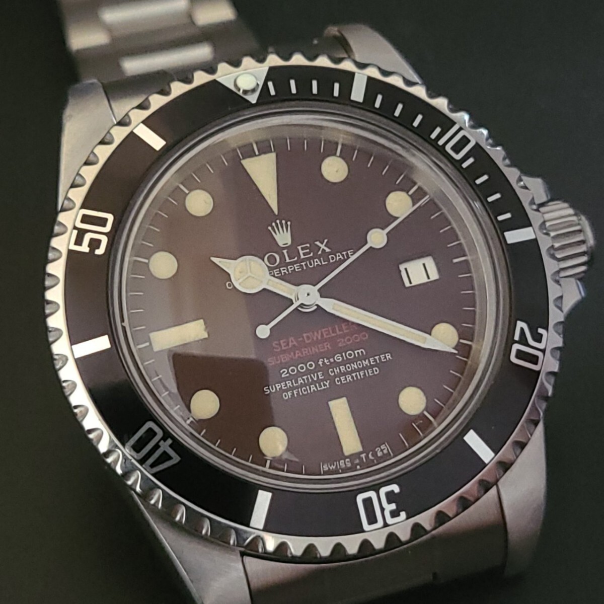 ヴィンテージロレックスRef1665カスタム 通称赤シード 希少トロピカルダイヤル ROLEX Cal.1570オリジナルムーブメント搭載  歩度良好!!の画像3