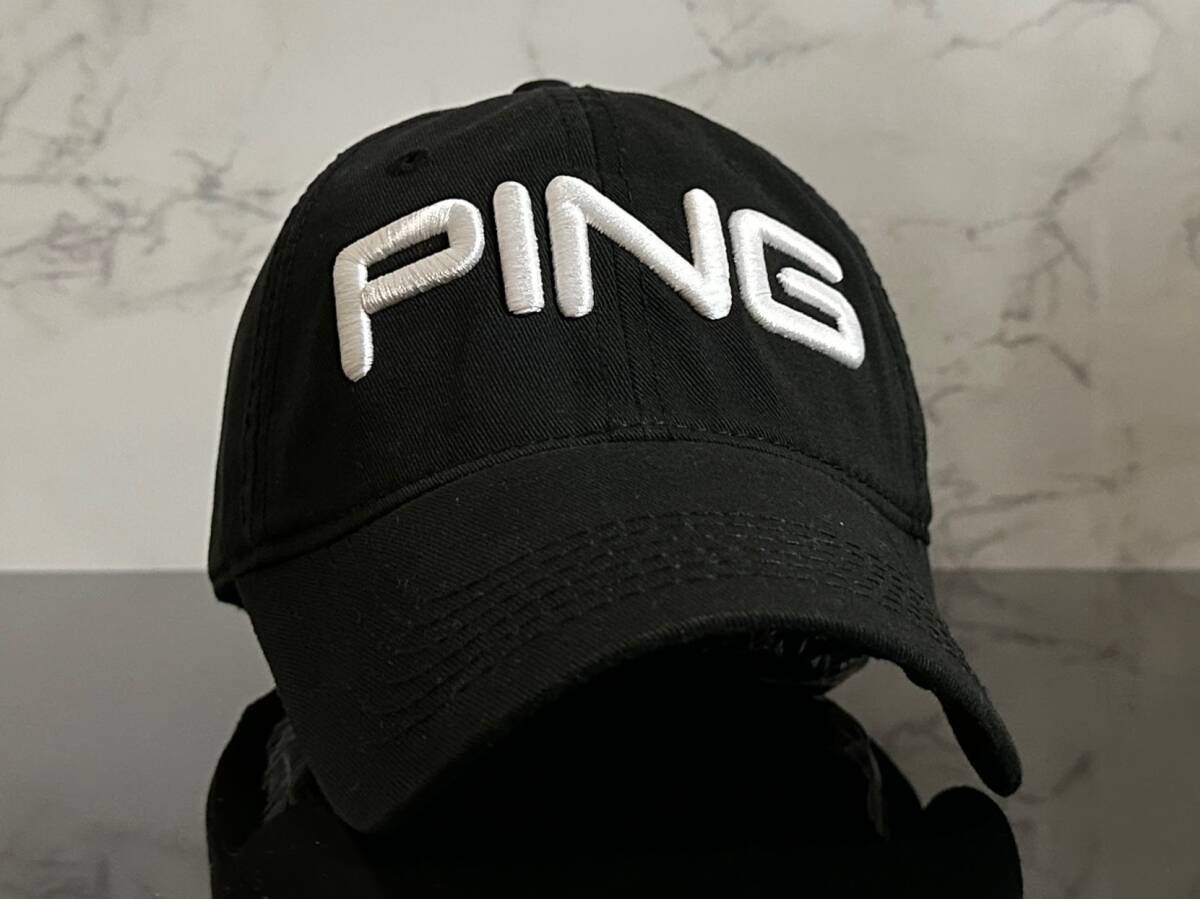 【未使用品】122K★PING ピン ゴルフ キャップ 帽子 CAP 高級感のあるブラックのコットン素材にホワイトロゴ♪《FREEサイズ》渋野日向子の画像1