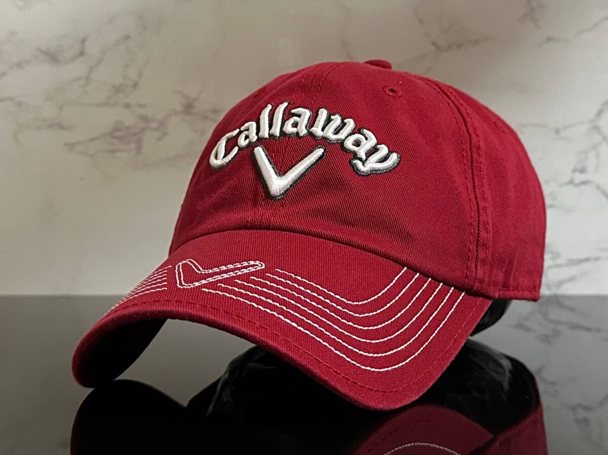 【未使用品】221KF 訳あり★Callaway Golf キャロウェイ ゴルフキャップ 帽子 上品で高級感のあるレッドのコットン素材！《FREEサイズ》の画像2