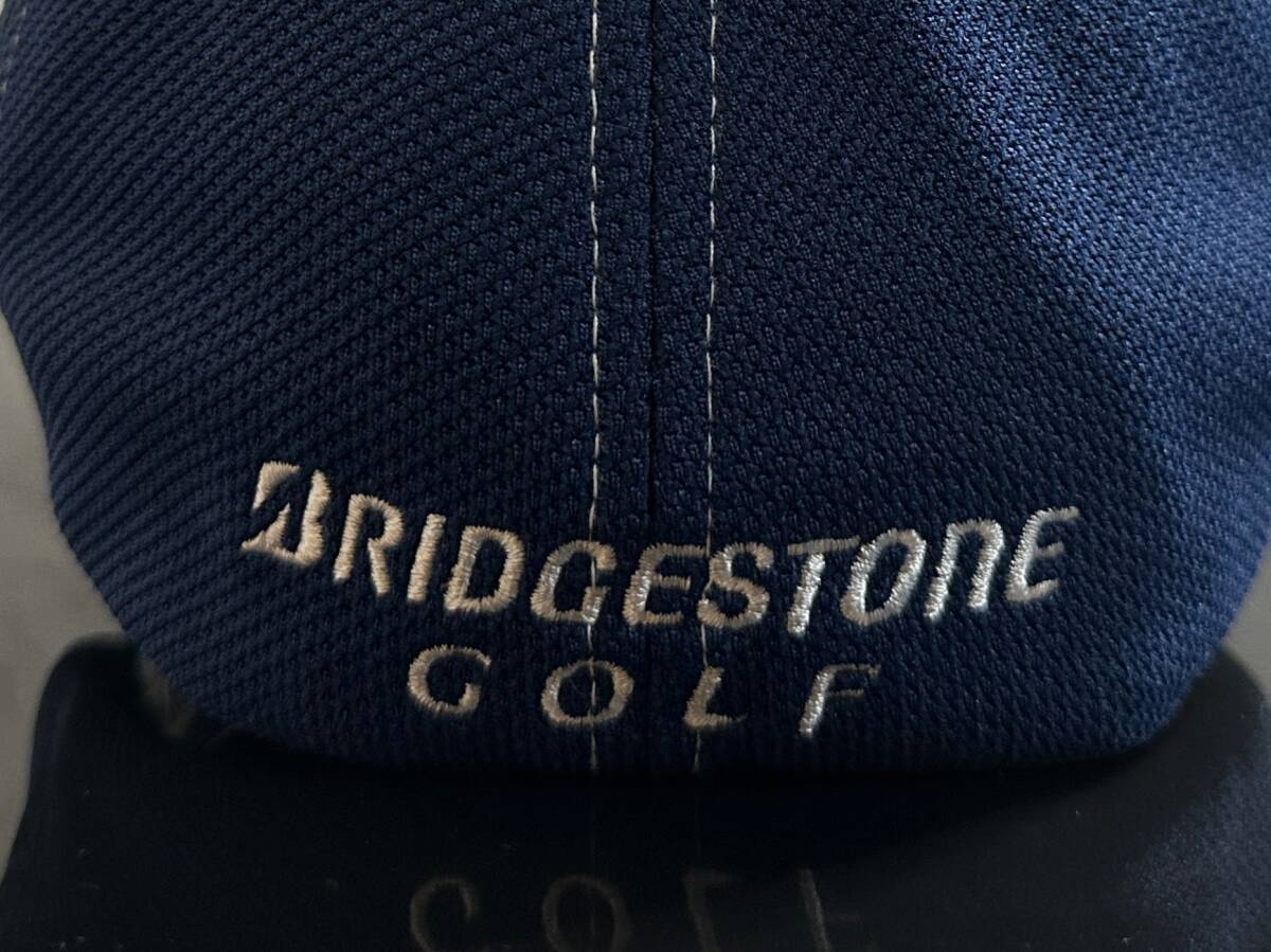 [ не использовался товар ]291KA*BRIDGESTONE GOLF Bridgestone Golf колпак шляпа CAP темно-синий. эластичный материалы. белый Logo {Size 57.~61. ранг до }