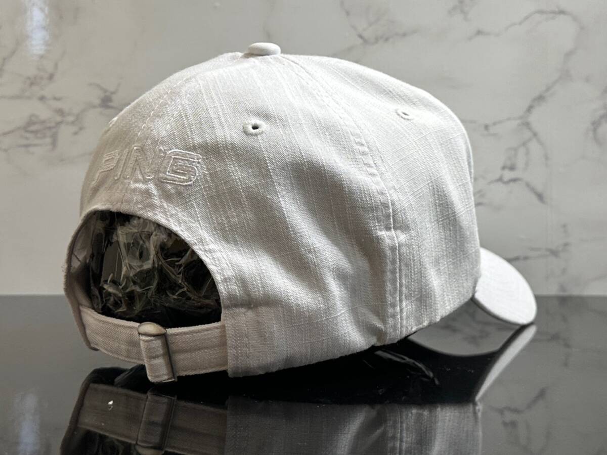 【未使用品】321KB★PING ピン ゴルフ キャップ 帽子 CAP 高級感のあるホワイトのコットン素材にホワイトロゴ《FREEサイズ》渋野日向子の画像6