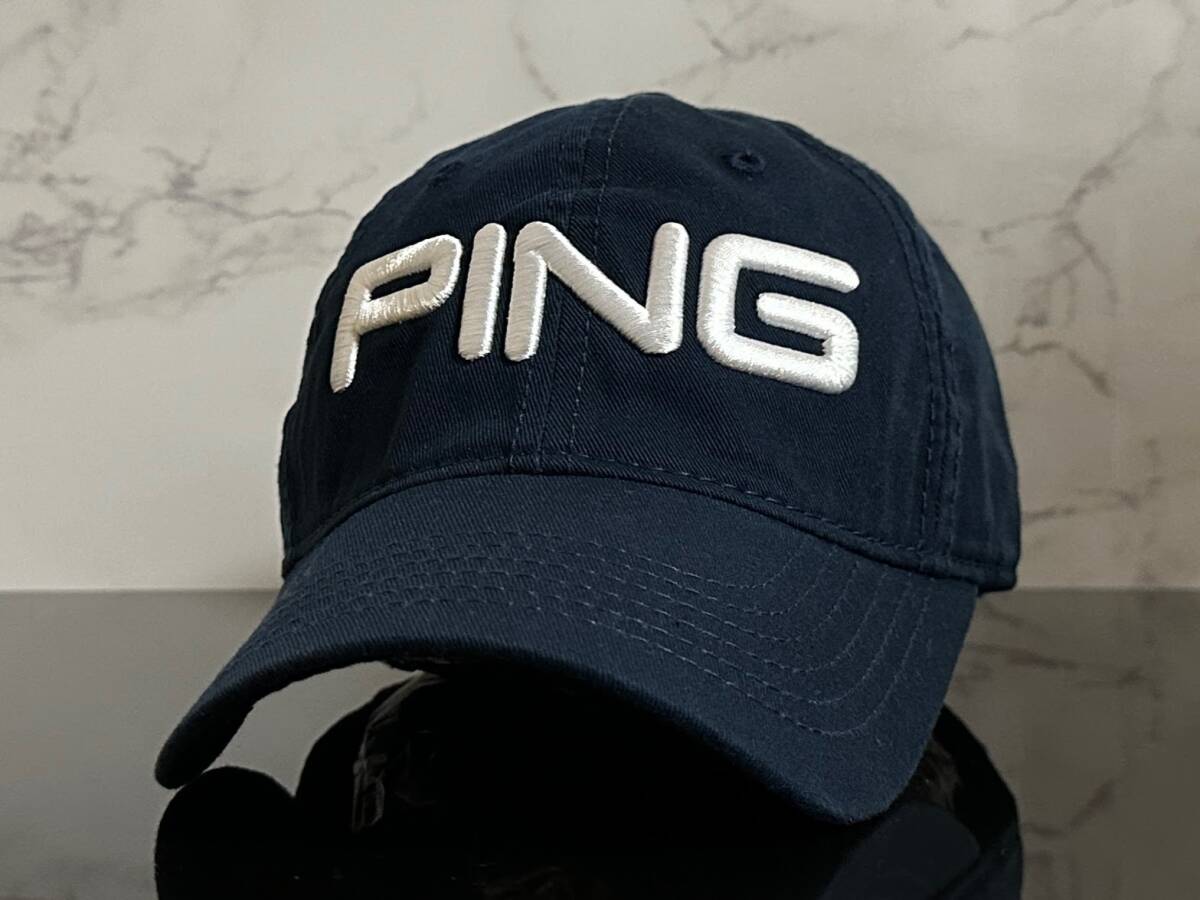 【未使用品】121K★PING ピン ゴルフ キャップ 帽子 CAP 高級感のあるネイビーのコットン素材にホワイトロゴ《FREEサイズ》渋野日向子の画像2