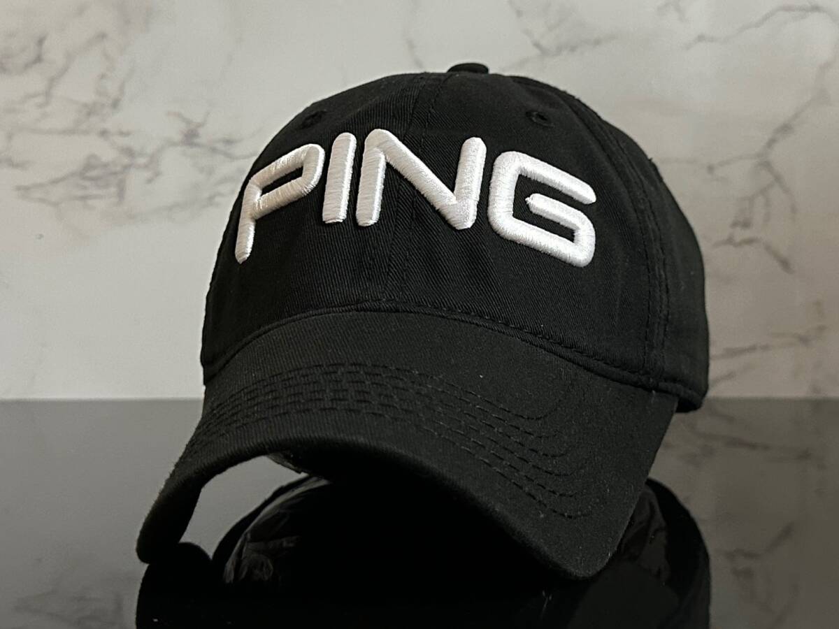 【未使用品】122K★PING ピン ゴルフ キャップ 帽子 CAP 高級感のあるブラックのコットン素材にホワイトロゴ♪《FREEサイズ》渋野日向子の画像2