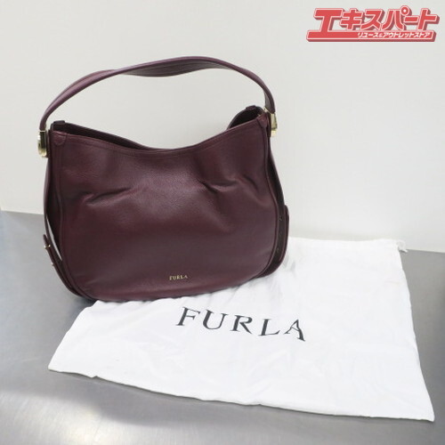 FURLA フルラ LUNA ルナ ホーボー ショルダーバッグ ハンドバッグ 肩掛け 2WAY ボルドー 前橋店_画像1