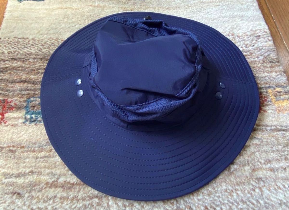 人気　サファリハット　日よけ帽子　超軽量　速乾　メッシュ　UVカット　紫外線対策　ネイビー　アウトドア　キャンプ　登山　釣り帽子