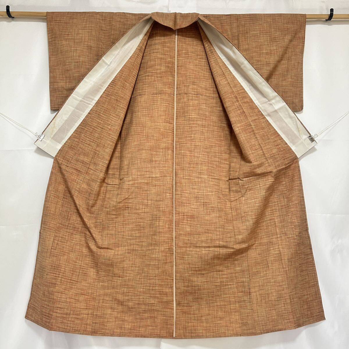 * кимоно .* одиночный . летний уезд сверху эпонж .. рисунок проверка японский костюм японская одежда кимоно натуральный шелк мелкий рисунок #X348