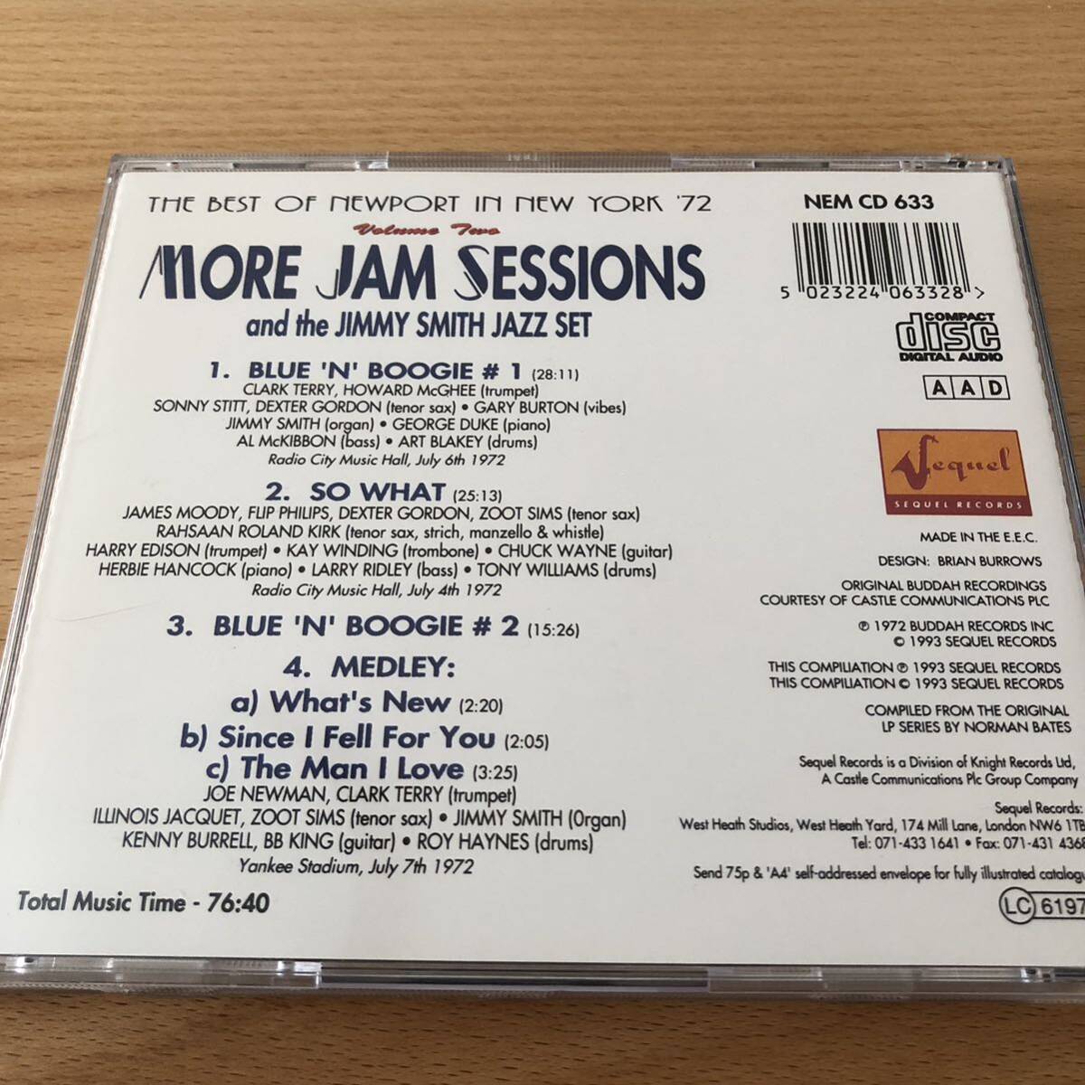 【CD】MORE JAM SESSIONS VOL.2／THE BEST OF NEWPORT IN NEW YORK '72_画像2