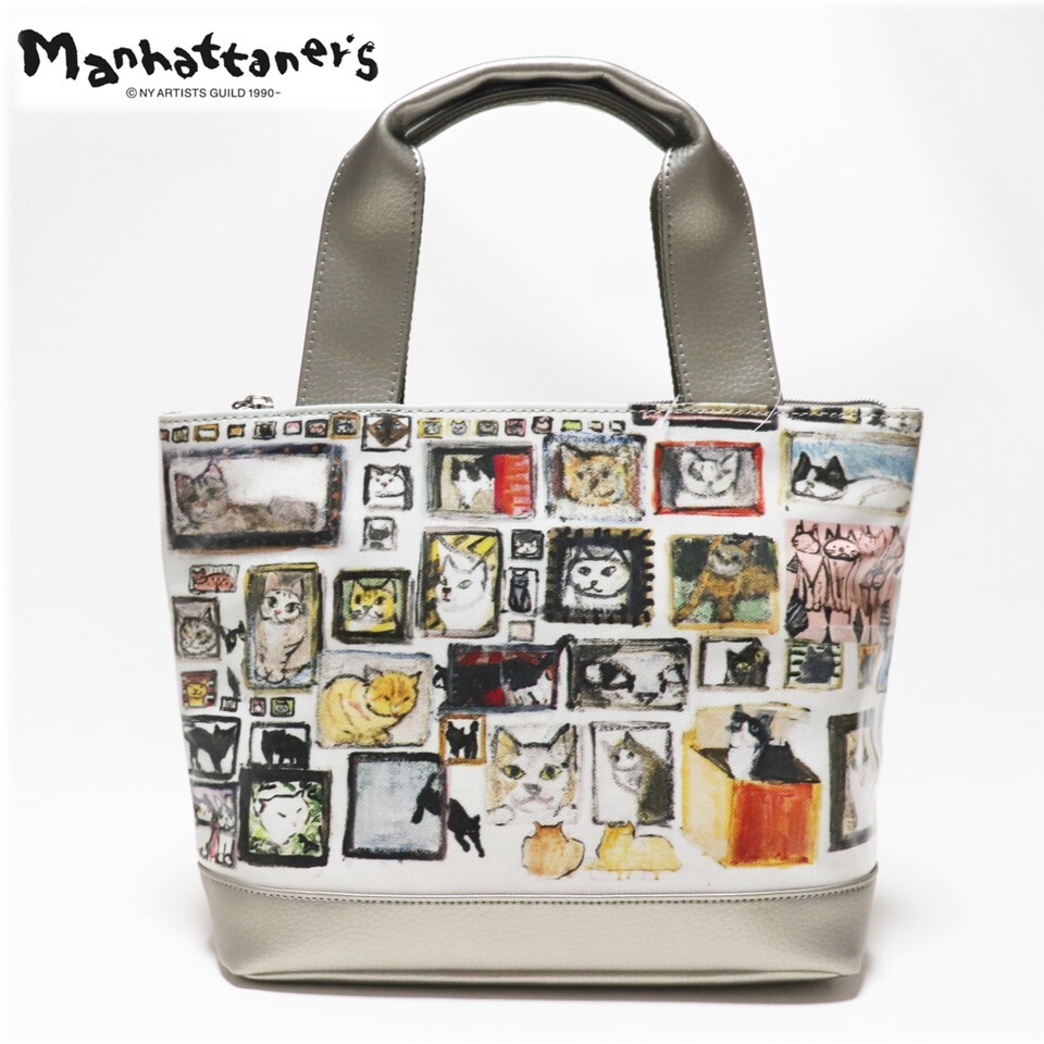 《Manhattaner's マンハッタナーズ》新品【猫と絵と花の日々】可愛いネコちゃん トートバッグ 手提げバッグ A9825