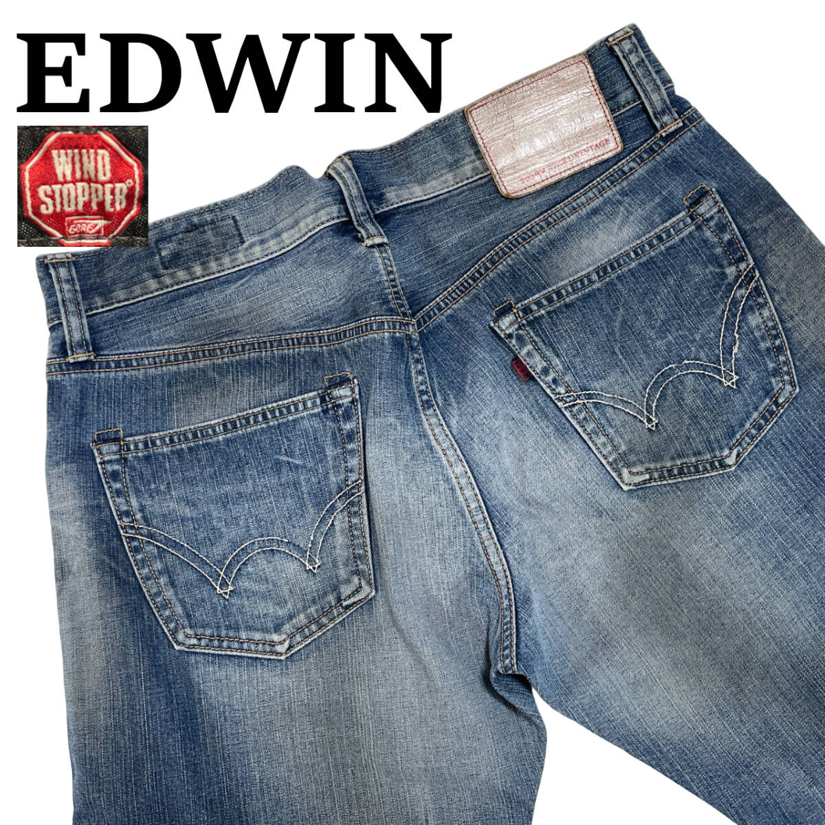 EDWIN エドウィン 503RVW W32 (約86cm W34相当) オイル汚し加工 GORE Wind Stopper ゴアテック デニムパンツ メンズ ジーンズ バイカー_画像1