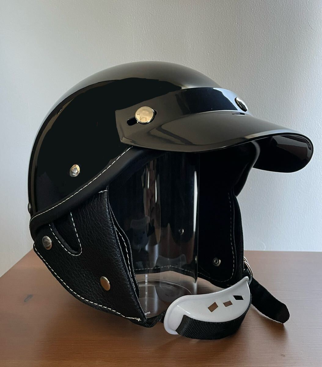 ハーフヘルメット　ブラック　XL ポリスヘル　半ヘル　ショーティー　検Bell buco オーシャンビートル ハーレー　TT&Co