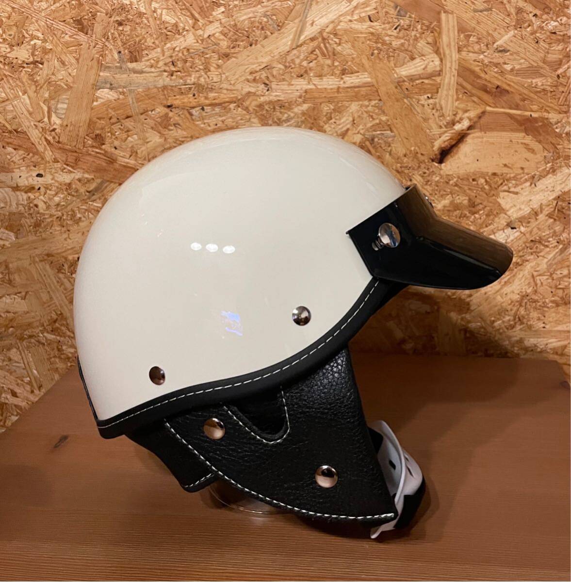 ハーフヘルメット XL ポリスヘル 半ヘル ショーティー 検Bell buco オーシャンビートル ハーレー TT&Co ホワイトの画像2