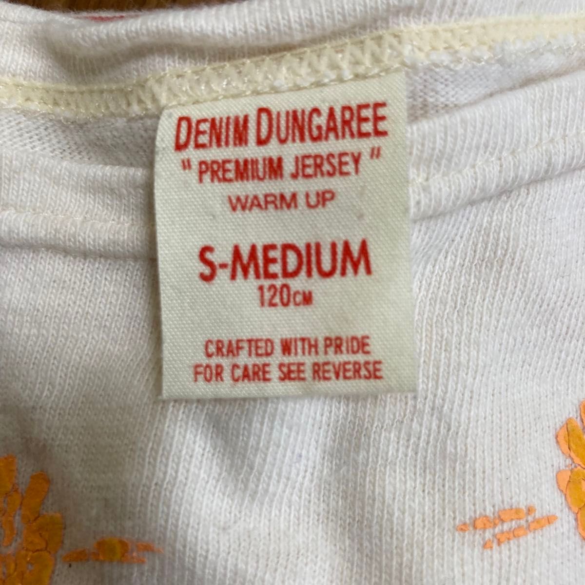 DENIM DUNGAREEデニム＆ダンガリー　七分袖Tシャツ　ワンピース　120cm