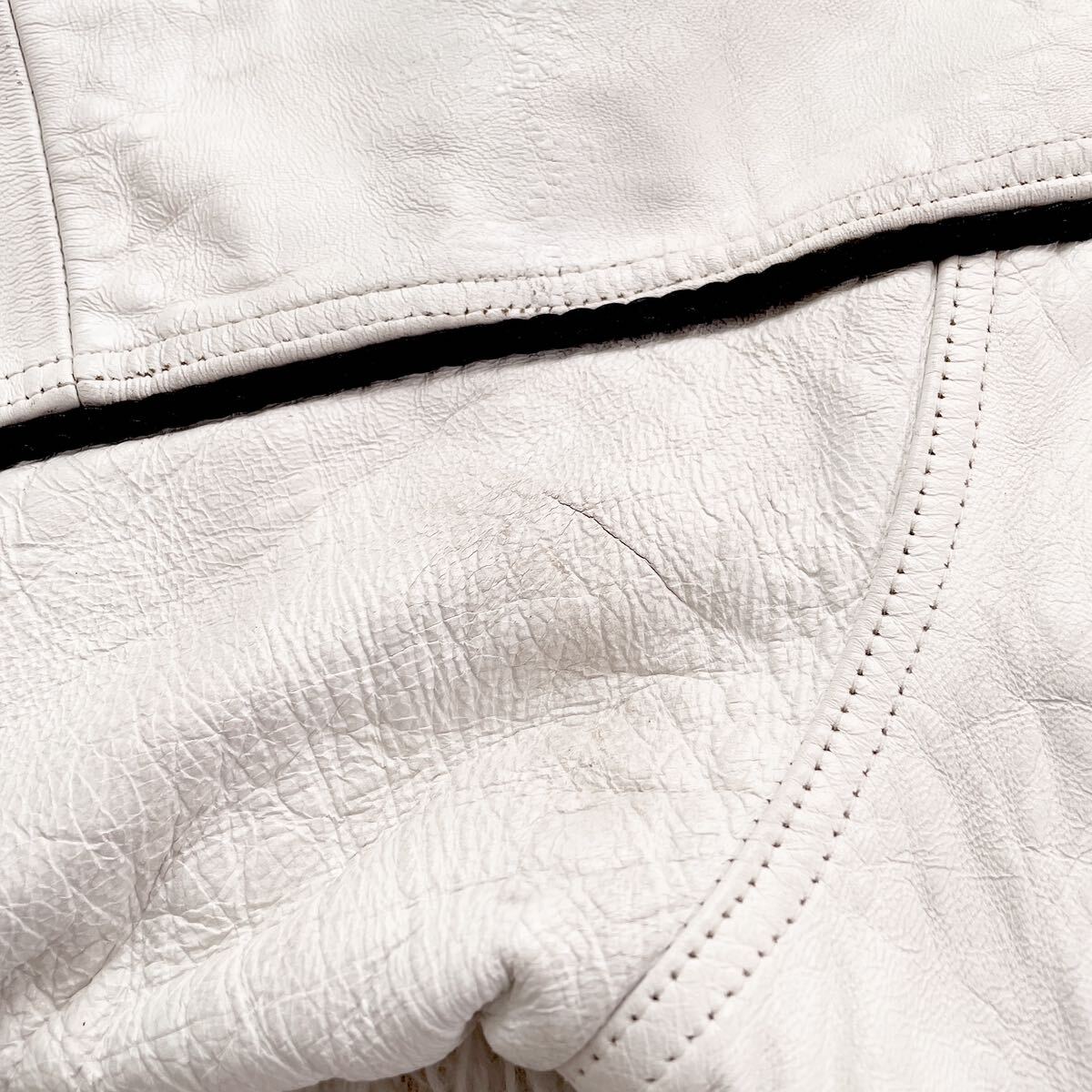 [ Avirex ] leather jacket en Pro Ida Lee AVIREX all leather leather jacket stadium jumper original leather B series hiphop ultra rare white leather 
