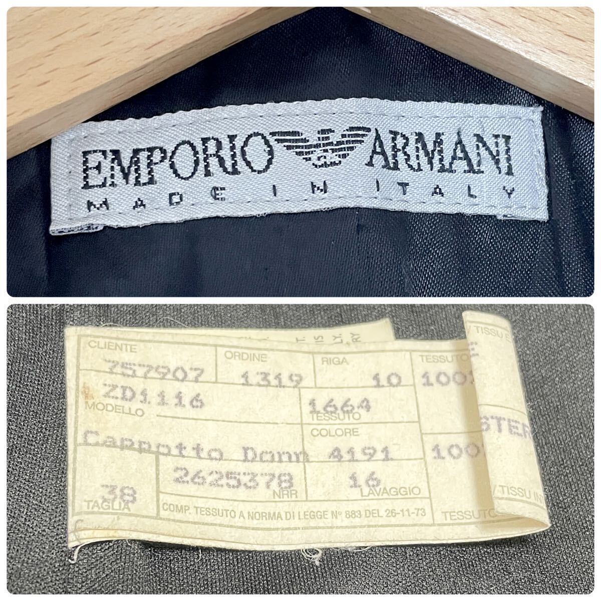 [ Emporio Armani ] EMPORIO ARMANI Пальто Честерфилд длинное пальто шерсть Италия производства темно-серый 