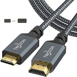 Twozoh Mini HDMI to HDMIケーブル 1M, 4K 60Hz UHD Mini-HDMIオス-HDMIオス変換_画像1