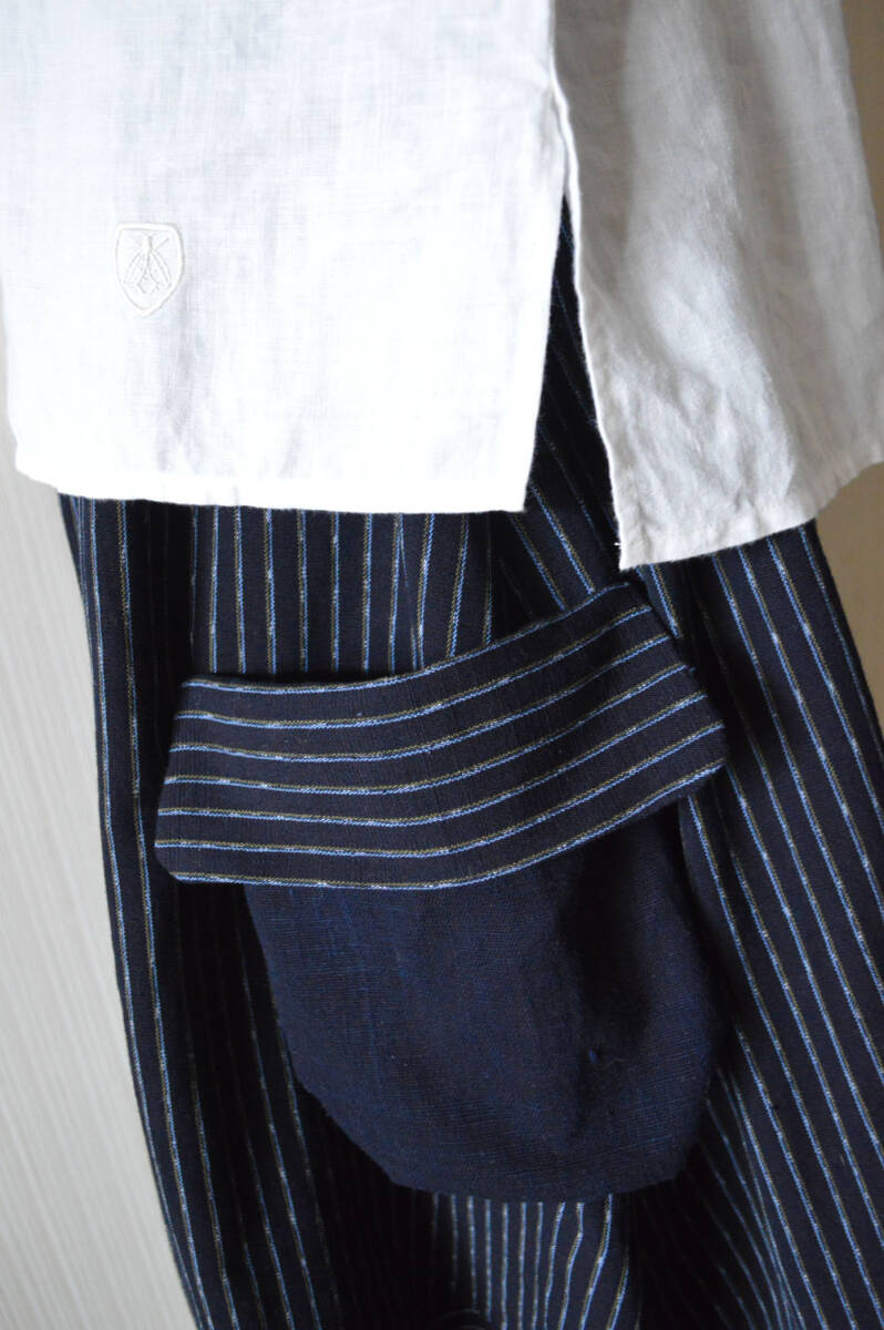 ※着物リメイク/藍染・縞木綿のふんわりバルーンスカート・ぷっくりポッケ付き・新古品※の画像9