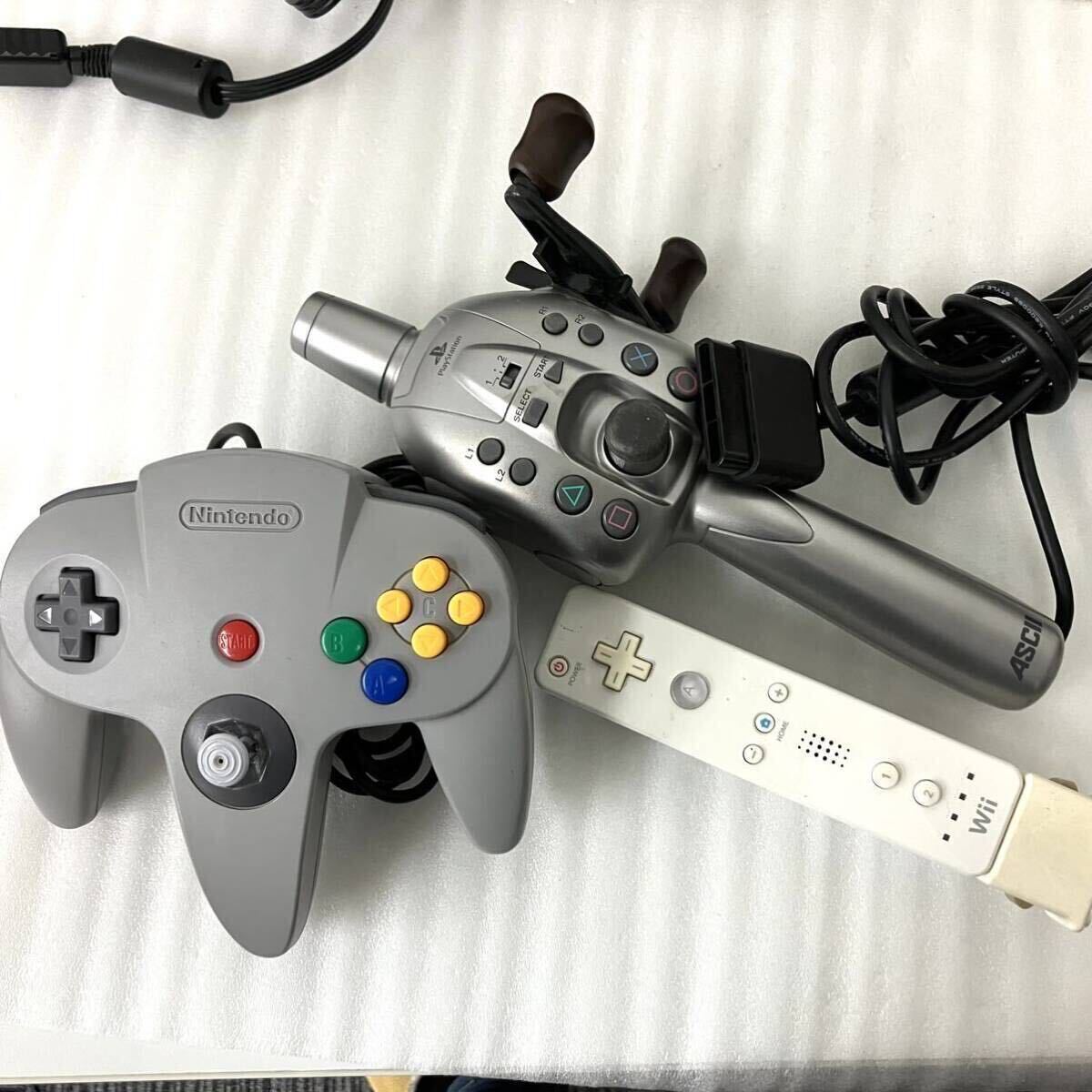 ゲーム機 本体 コントローラー まとめ売り PS2 SCPH-50000 ホワイト PS1 SCPH-9000 スーパーファミコン Wii 64 クリアブルー アダプターの画像9