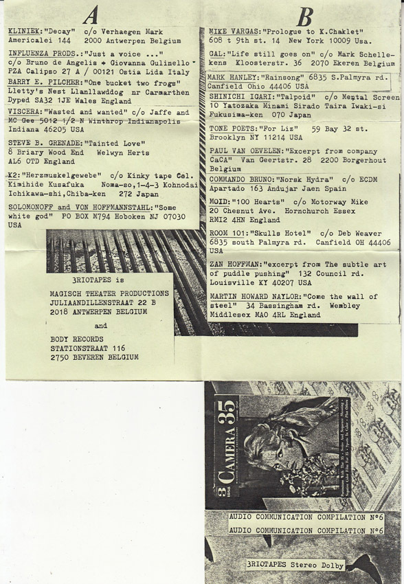【カセット】International Audio Communication Compilation N°6【K2/Kliniek/Commando Bruno/Viscera他/1985年？】の画像3