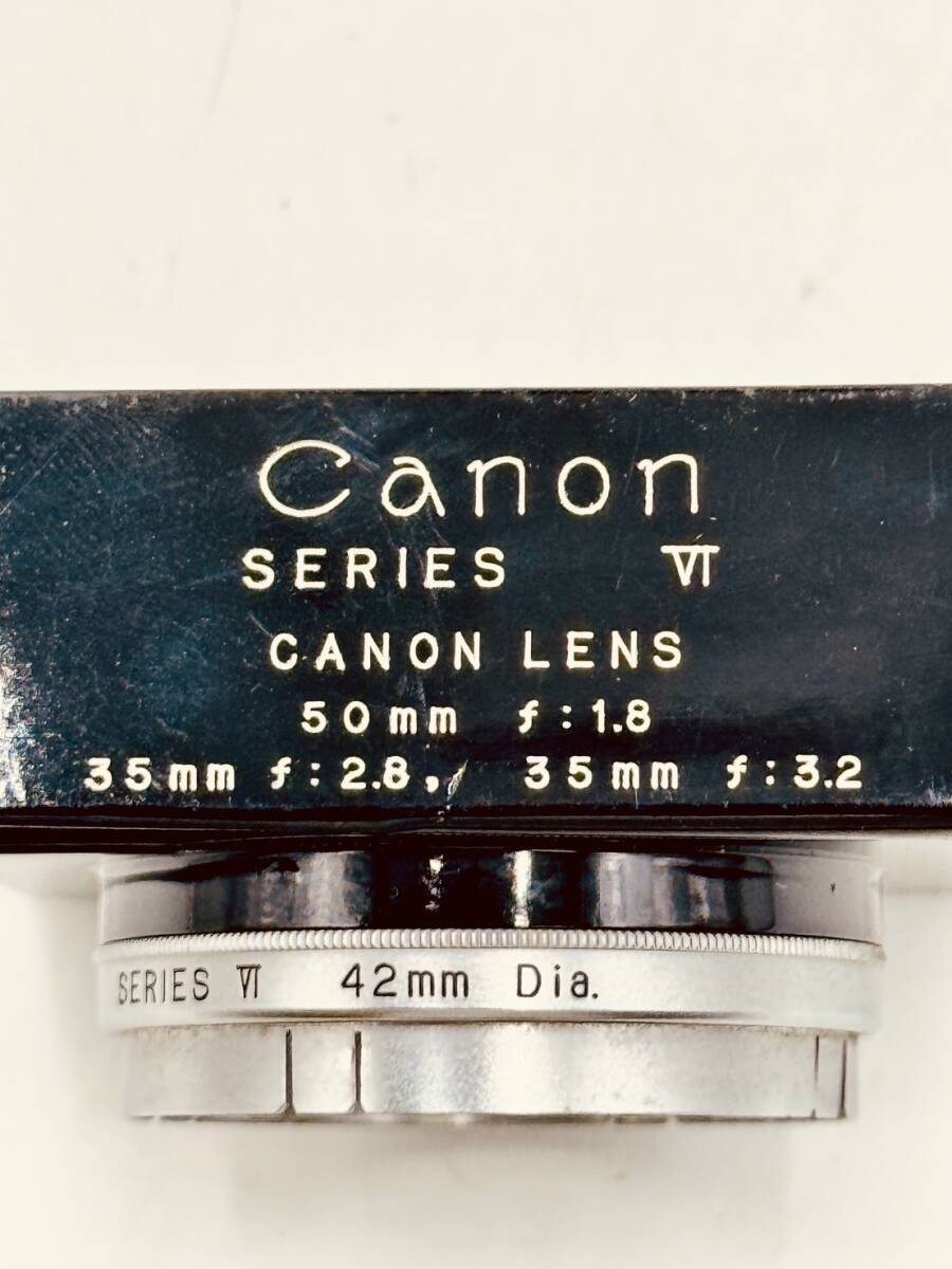稀少 Canon SERIES VI CANON LENS 50mm f:1.8 35mm f:2.8 35mm f3.2 フード＋42mm Dia. メタルフード かぶせ式リング 角型 本革ケース付の画像8