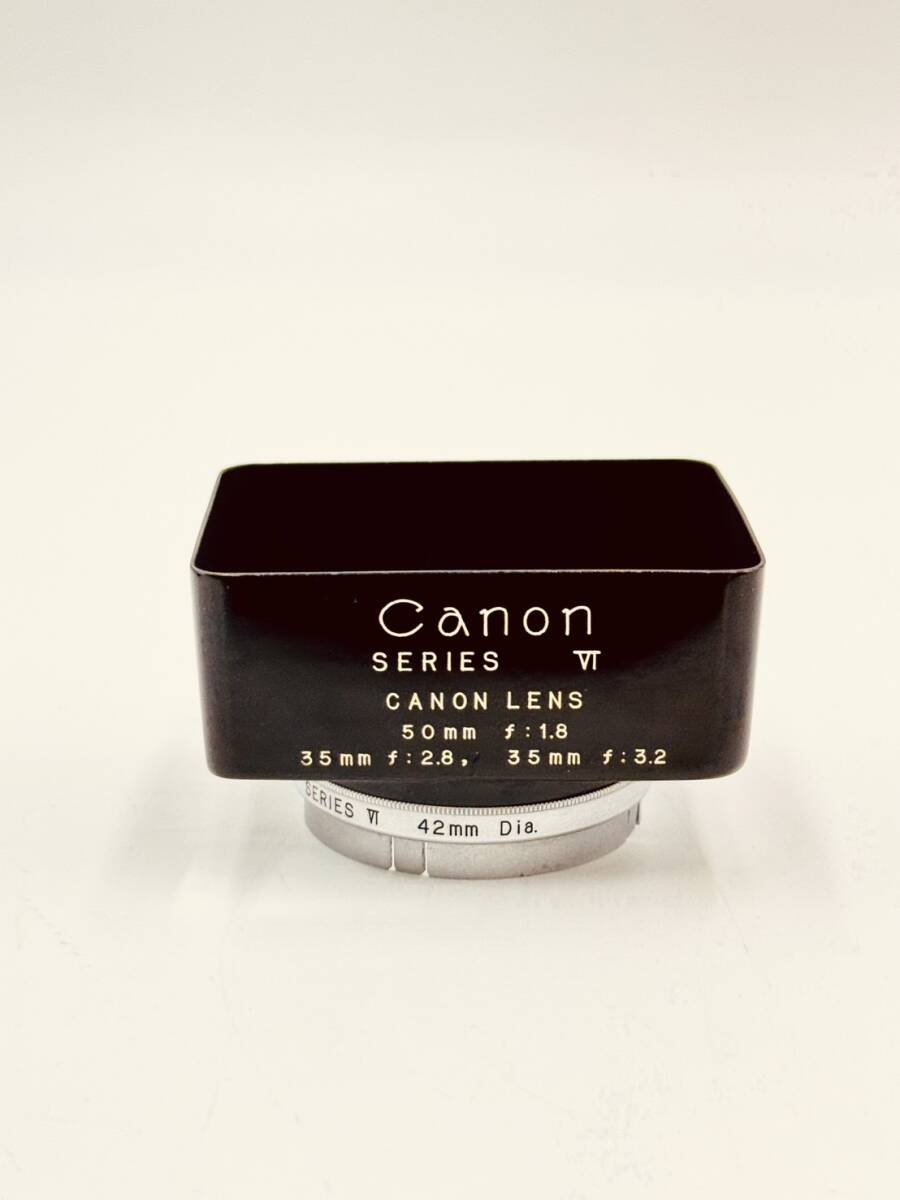 稀少 Canon SERIES VI CANON LENS 50mm f:1.8 35mm f:2.8 35mm f3.2 フード＋42mm Dia. メタルフード かぶせ式リング 角型 本革ケース付の画像7