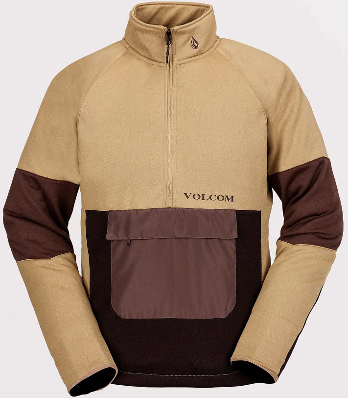 Volcom ボルコム Tech Fleece Pullover ジップ プルオーバー 疎水性フリース M,Lサイズ ダークカーキ スキー スノボ
