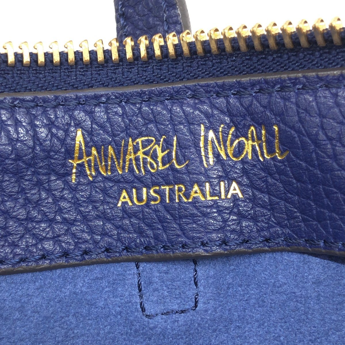 ●ANNABEL INGALL アナベルインガル 本革 レザー ミニショルダーバッグ 紺 ネイビー クロスボディバッグ ポーチ クラッチバック 女性用_画像3