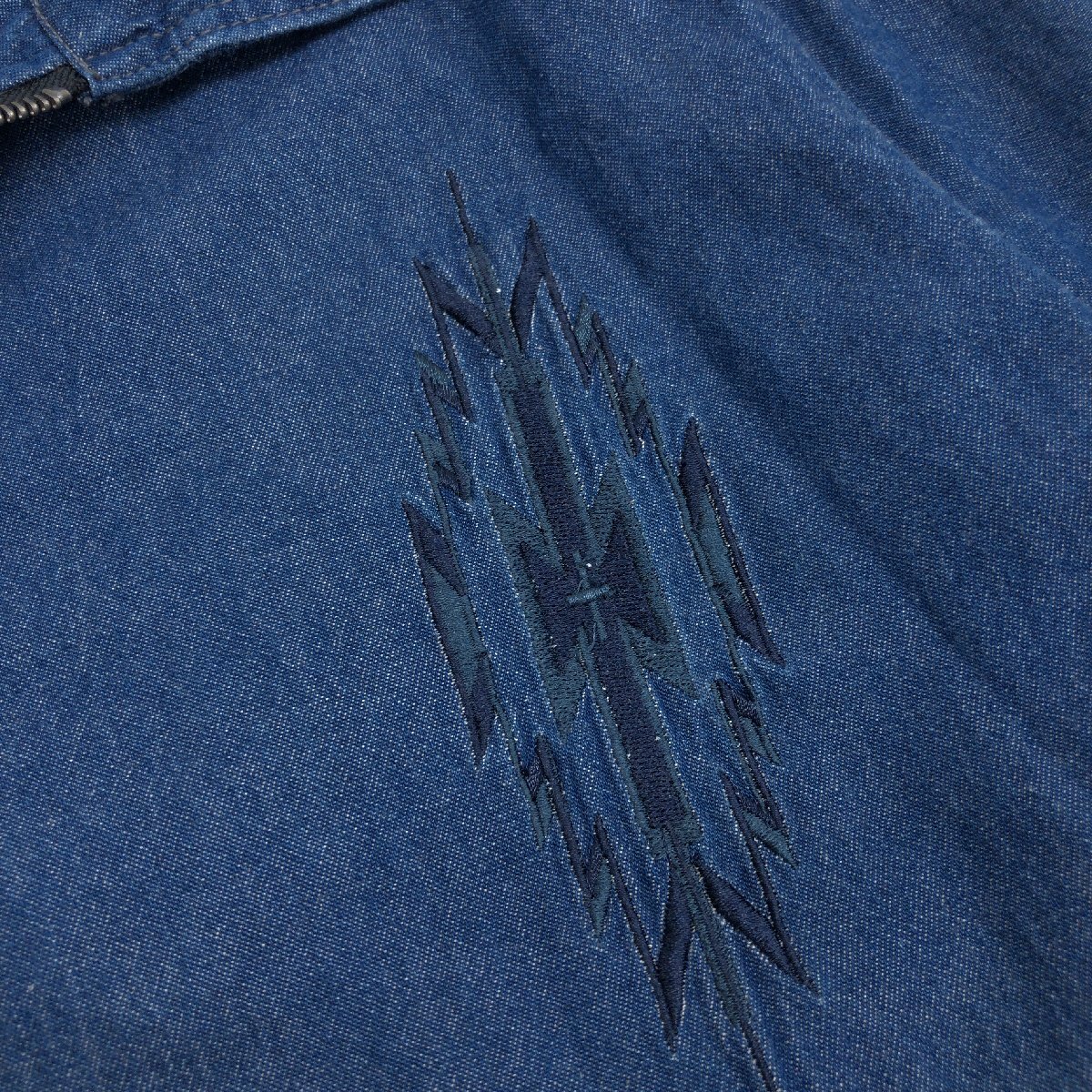 ●CARIBBEAN JOE カリビアンジョー ネイティブ柄 刺繍 デニム ブルゾン L 紺 インディゴ シャツジャケット スイングトップ アメカジ メンズの画像5