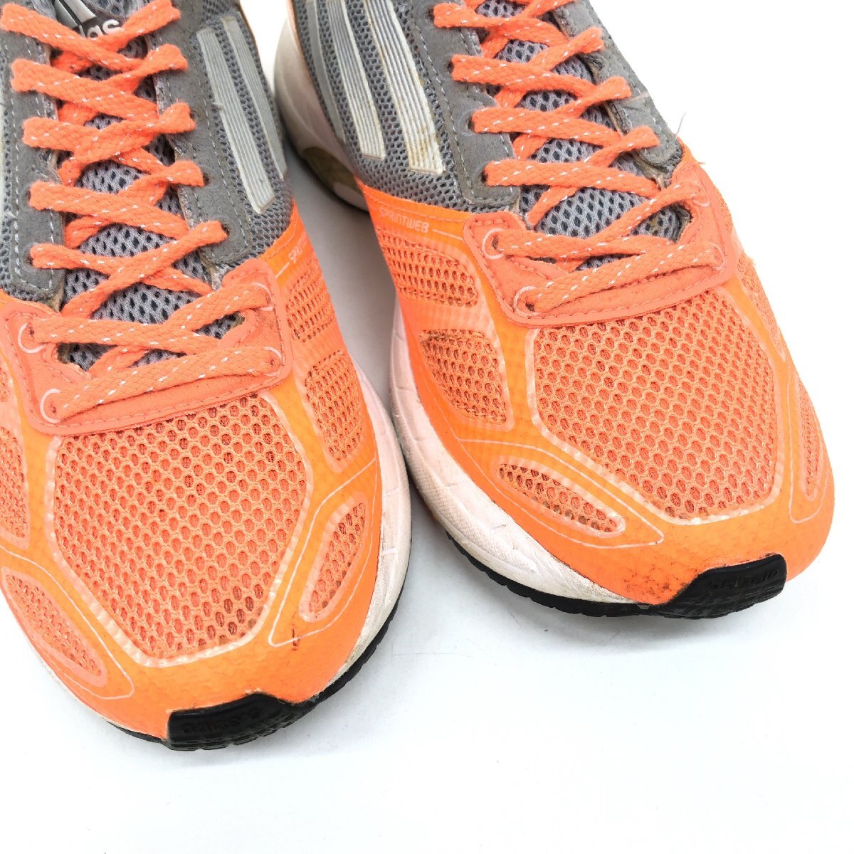 ●adidas アディダス アディゼロ テンポ6 メッシュ ランニングシューズ 23cm ネオンオレンジ スニーカー ジョギング トレーニング 女性用の画像9