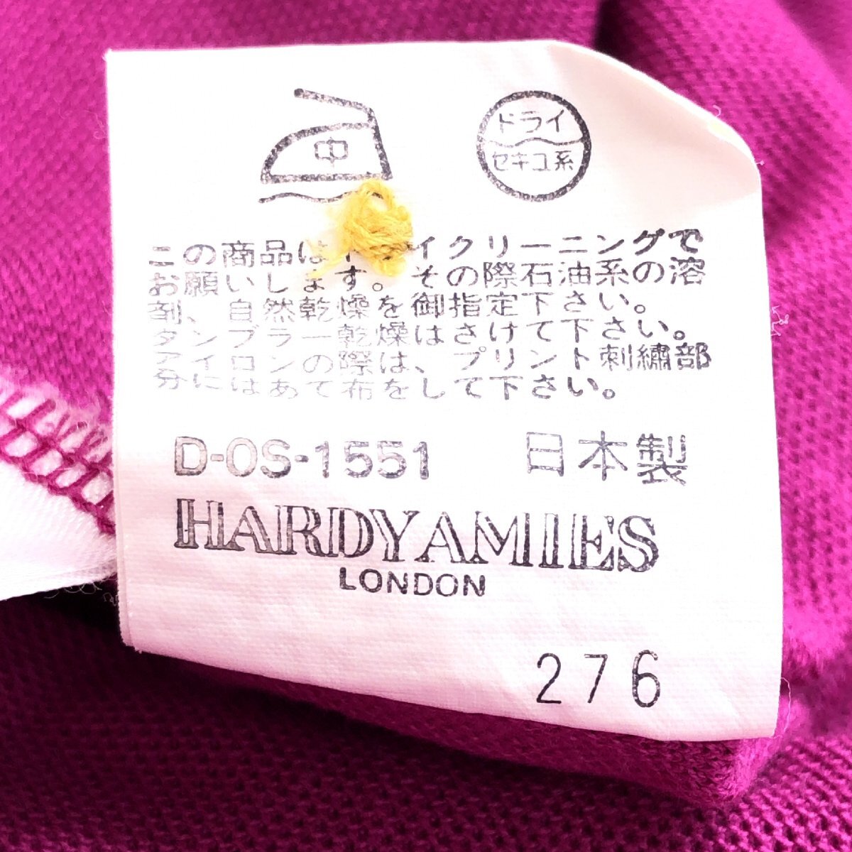 HARDY AMIES ハーディエイミス ロゴワッペン 金ボタン ポロシャツ XL相当 ローズピンク 長袖 日本製 国内正規品 メンズ 紳士の画像8