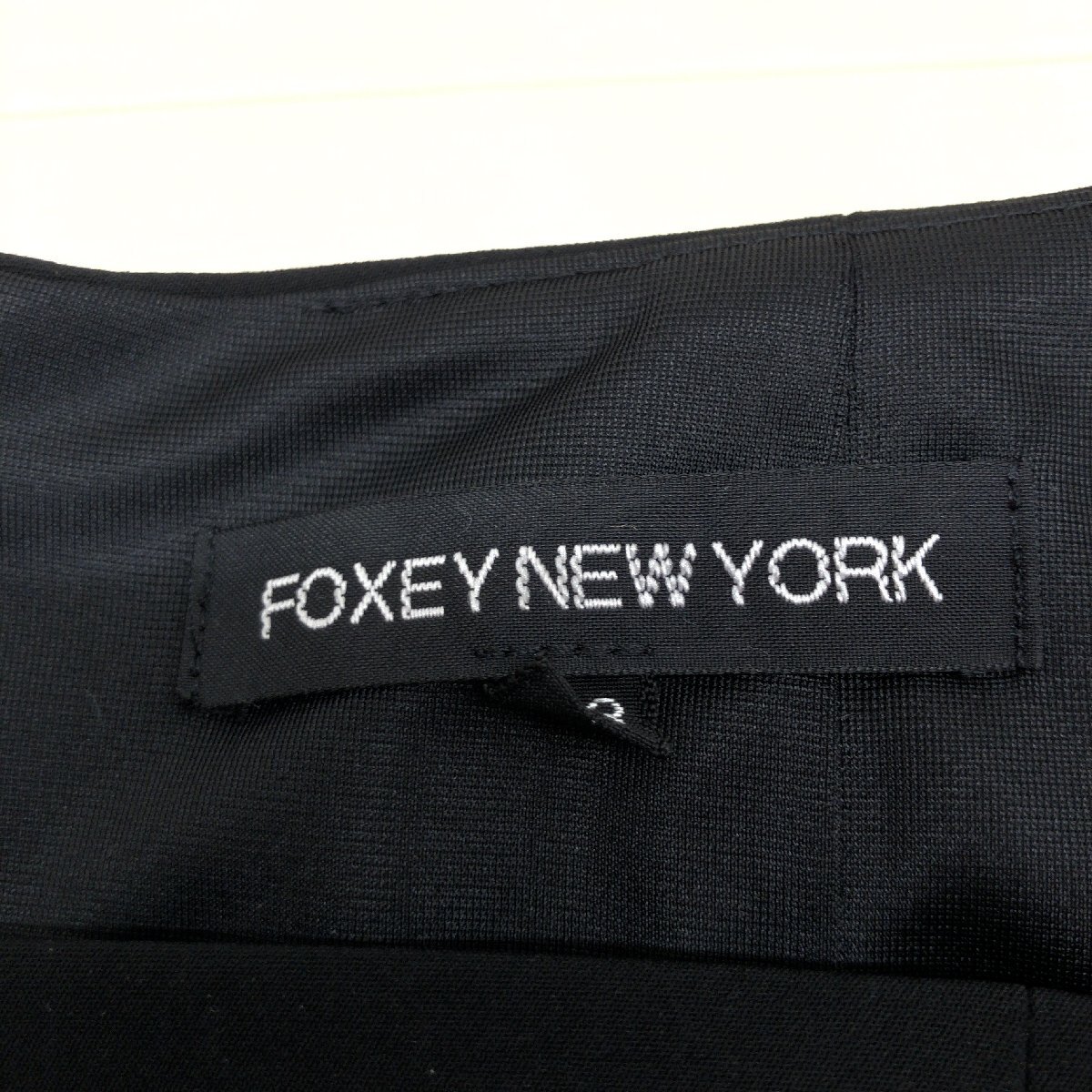 FOXEY NEW YORK フォクシー スクエアネック ストレッチ ドレス ワンピース 38(M) 黒 ブラック 日本製 ミモレ丈 長袖 国内正規品 レディース_画像3