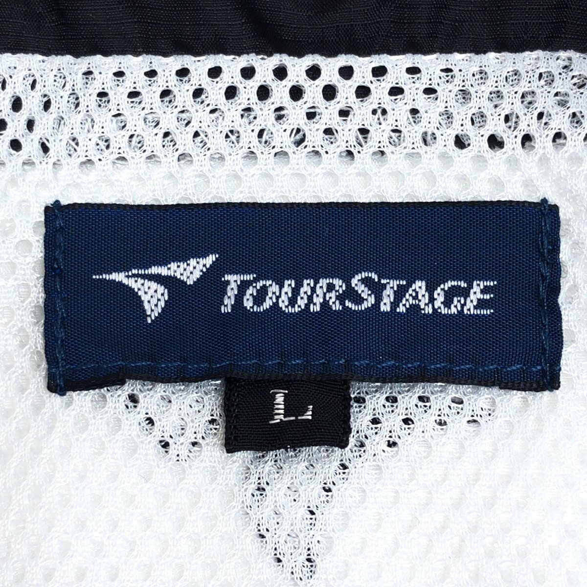 ●TOURSTAGE ツアーステージ 吸水速乾 ドライ ウインドブレーカー ゴルフジャケット L 白 ホワイト ロゴプリント ジャージ ブルゾン メンズ_画像3