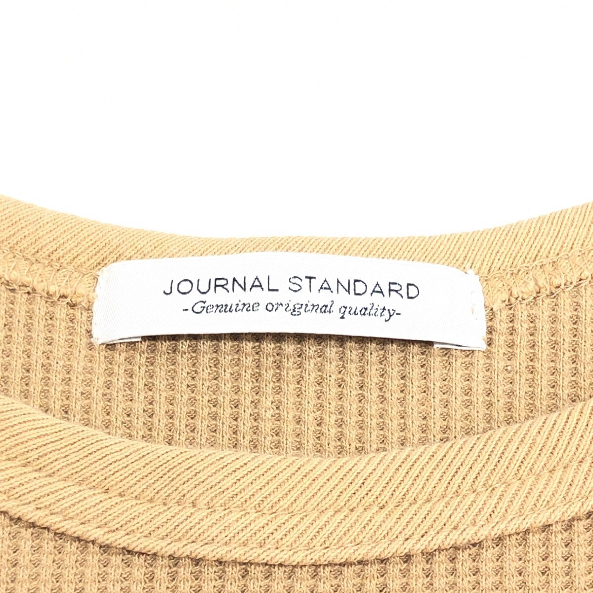 ●JOURNAL STANDARD ジャーナルスタンダード ワッフル地 ビッグシルエット Tシャツ L ベージュ系 長袖 ロンT オーバーサイズ メンズ_画像3